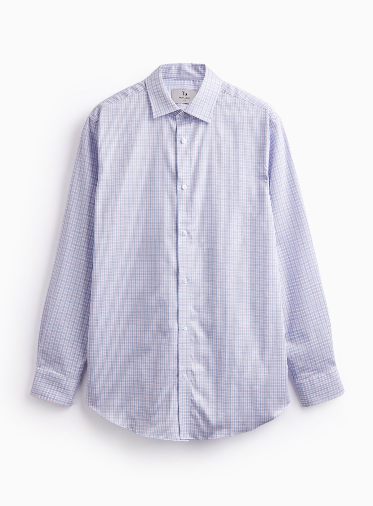 Multi Cotton Twill Long Sleeved Regular Fit Check Shirt 14 - Image 3 thumbnail
